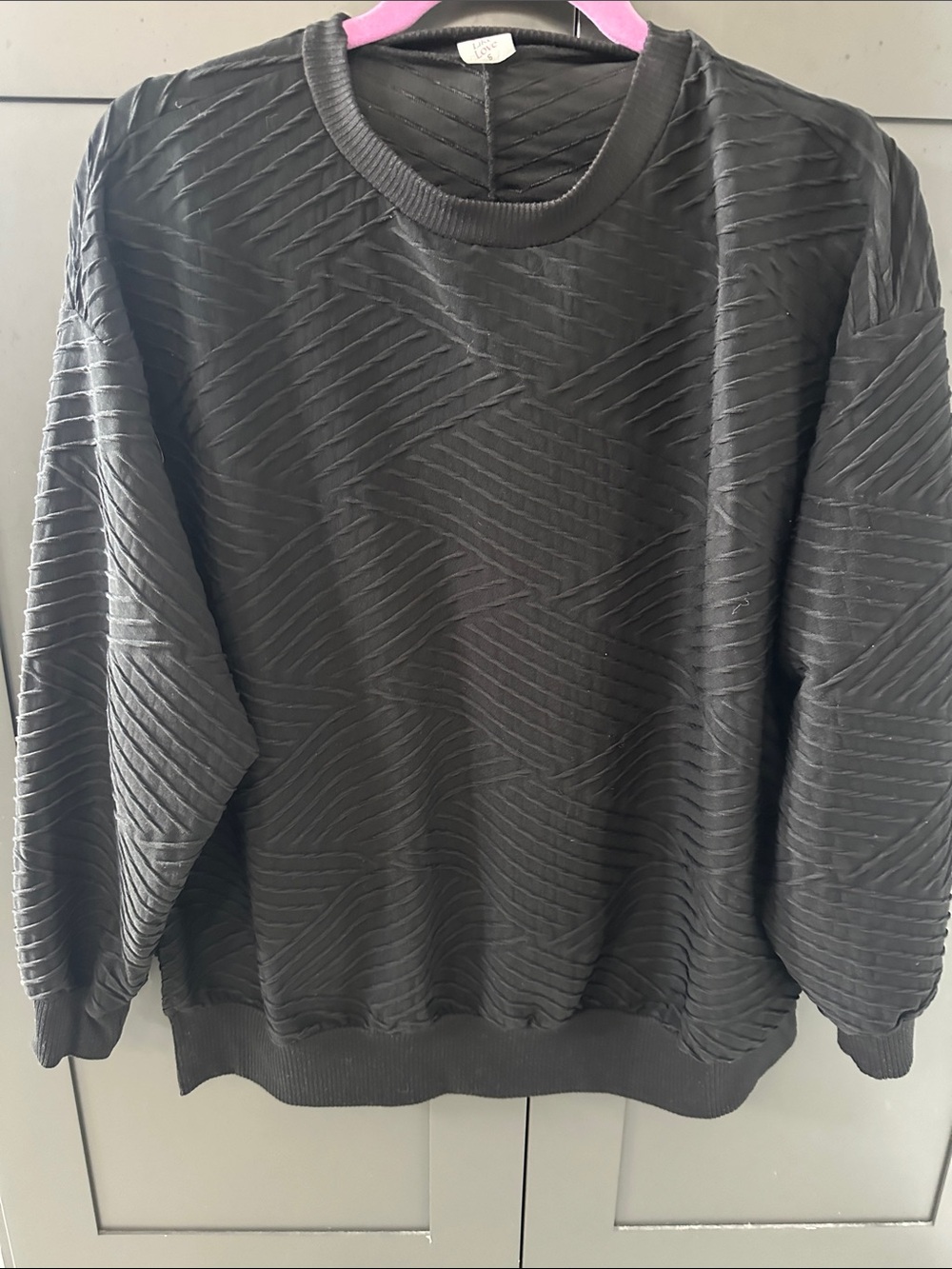Women's Textured Black Crewneck Sweater